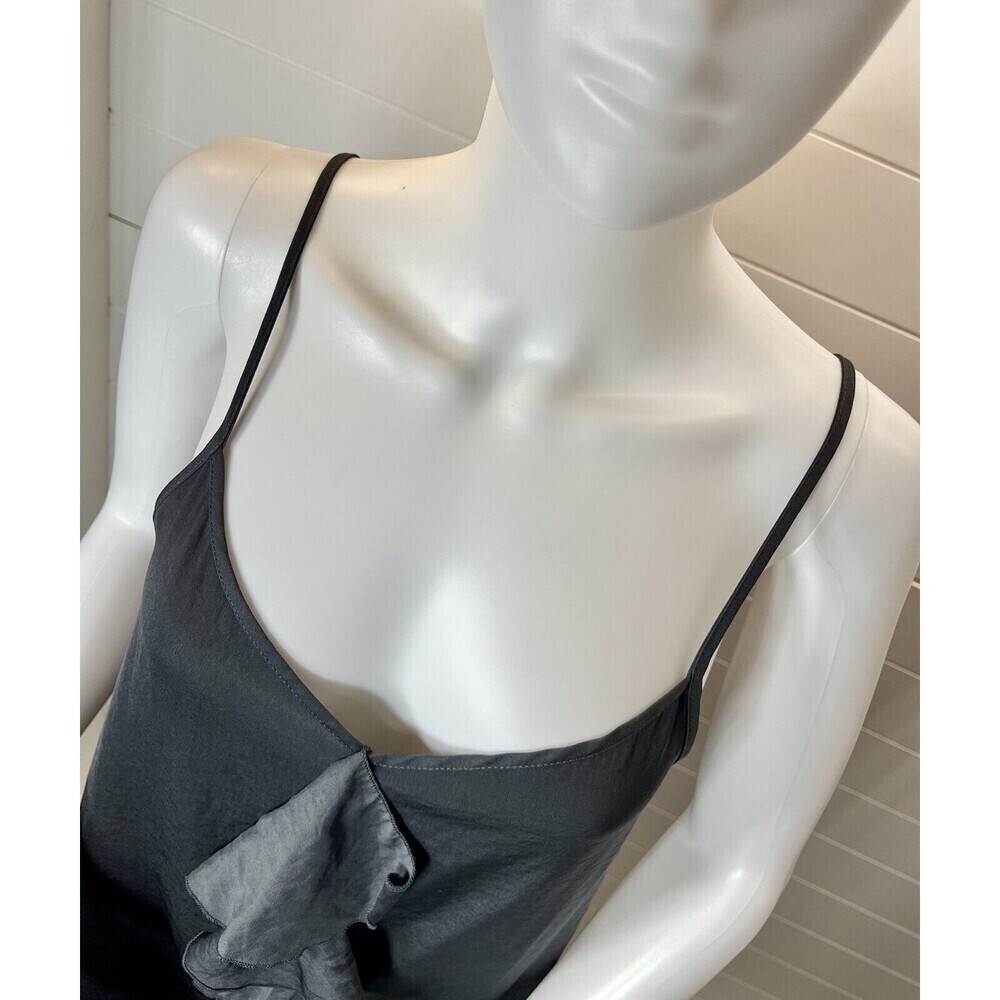 ZARA SLIP RUFFLE EFFECT SEXY MINI DRESS MED COMFY SOFT DARK GRAY FAIRY GRUNGE - Picture 4 of 12